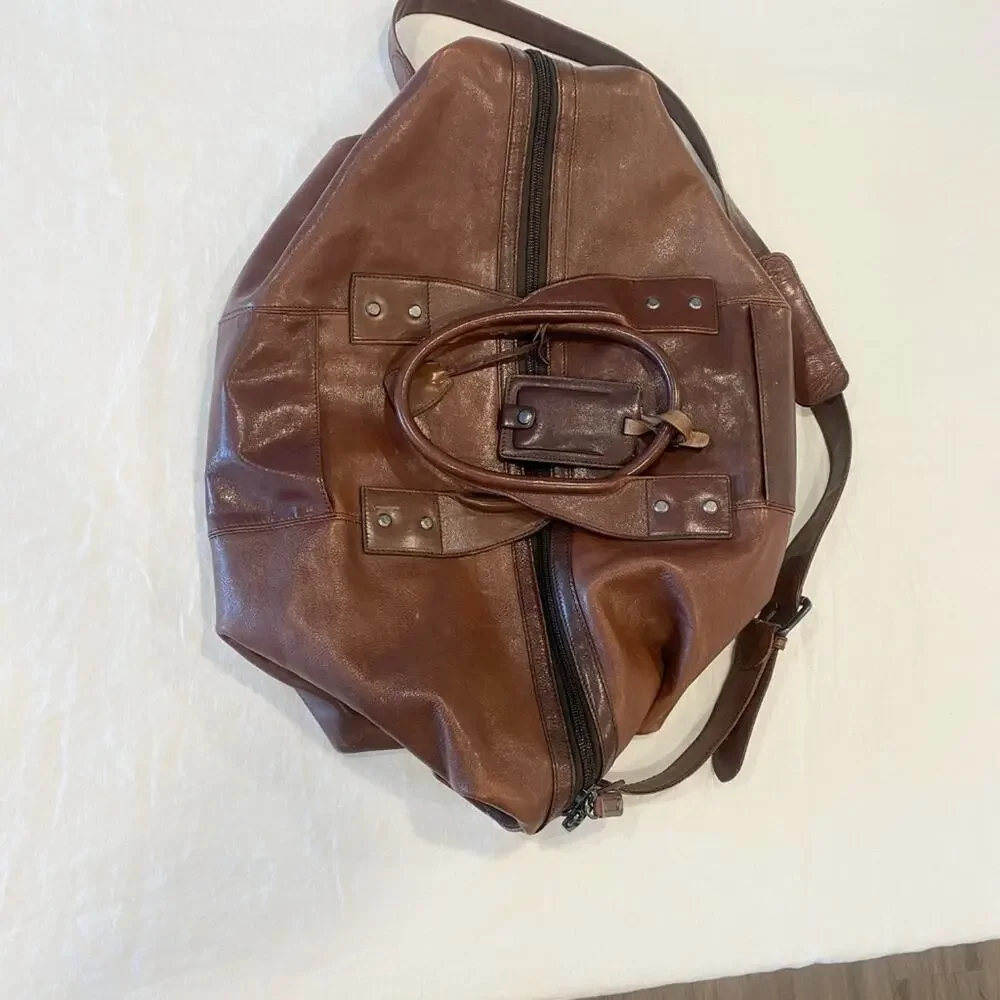 Kenneth Cole Leather Weekender Duffle Bag